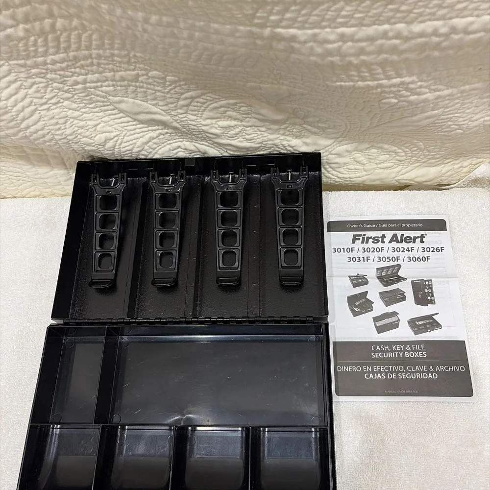 New Deluxe Metal cash box. Removable tray. NIB